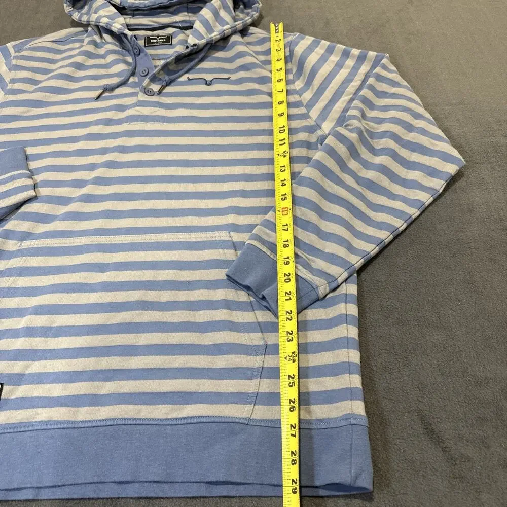 Kimes Ranch Sweater Men XL Blue Striped Hoodie Pullover Long Sleeve Athleisure